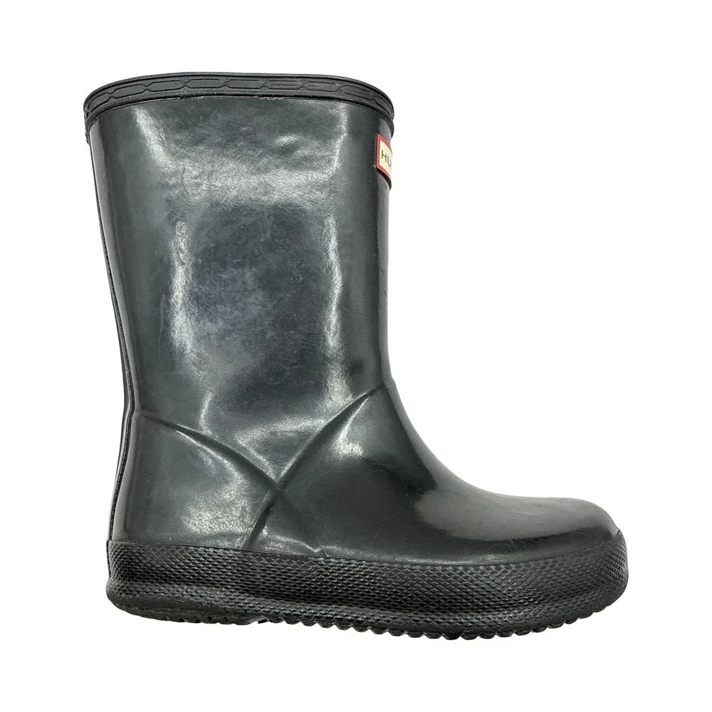 Hunter Kids Rain Boots Size US 10 Blue Gloss First Classic Pull On Wellies‎